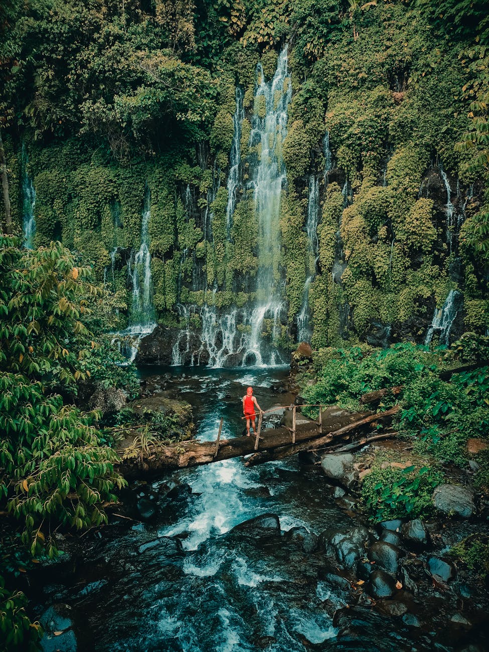 long exposure photography of waterfalls